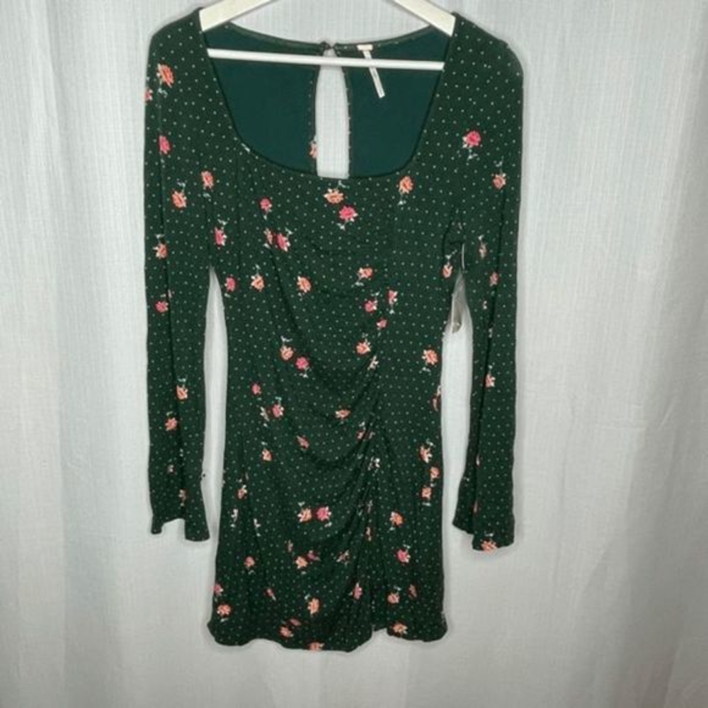 Free People Green Floral Celia‎ Mini Dress